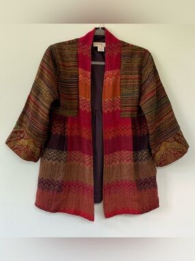Anu Vtg Patchwork Tapestry Embroidery Jacket Ethnic Boho 100% Wool Size Small